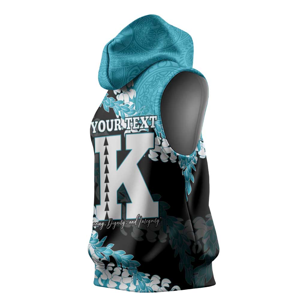 Personalized Kapolei Hawaii High School Sleeveless Hoodie Puakenikeni Lei Hawaiian Pattern - Polynesian Pride