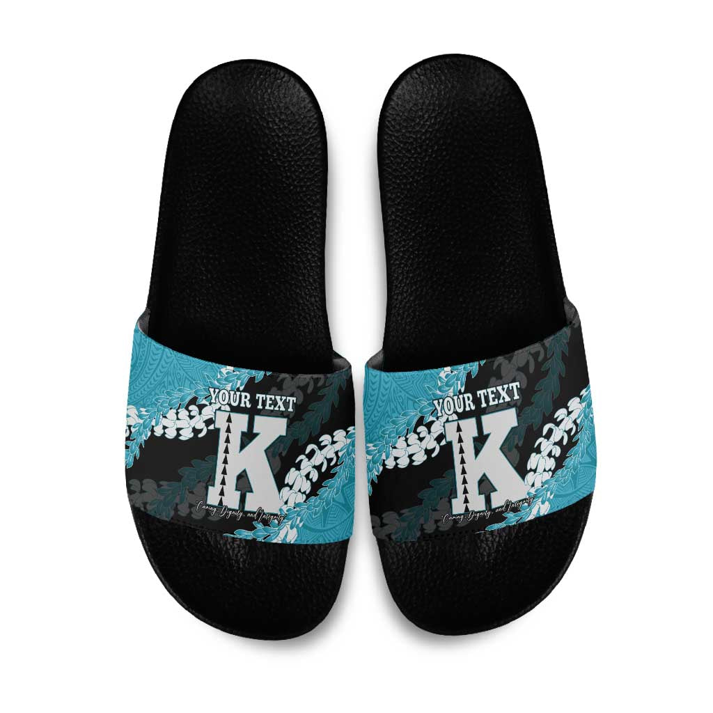 Personalized Kapolei Hawaii High School Slide Sandals Puakenikeni Lei Hawaiian Pattern - Polynesian Pride