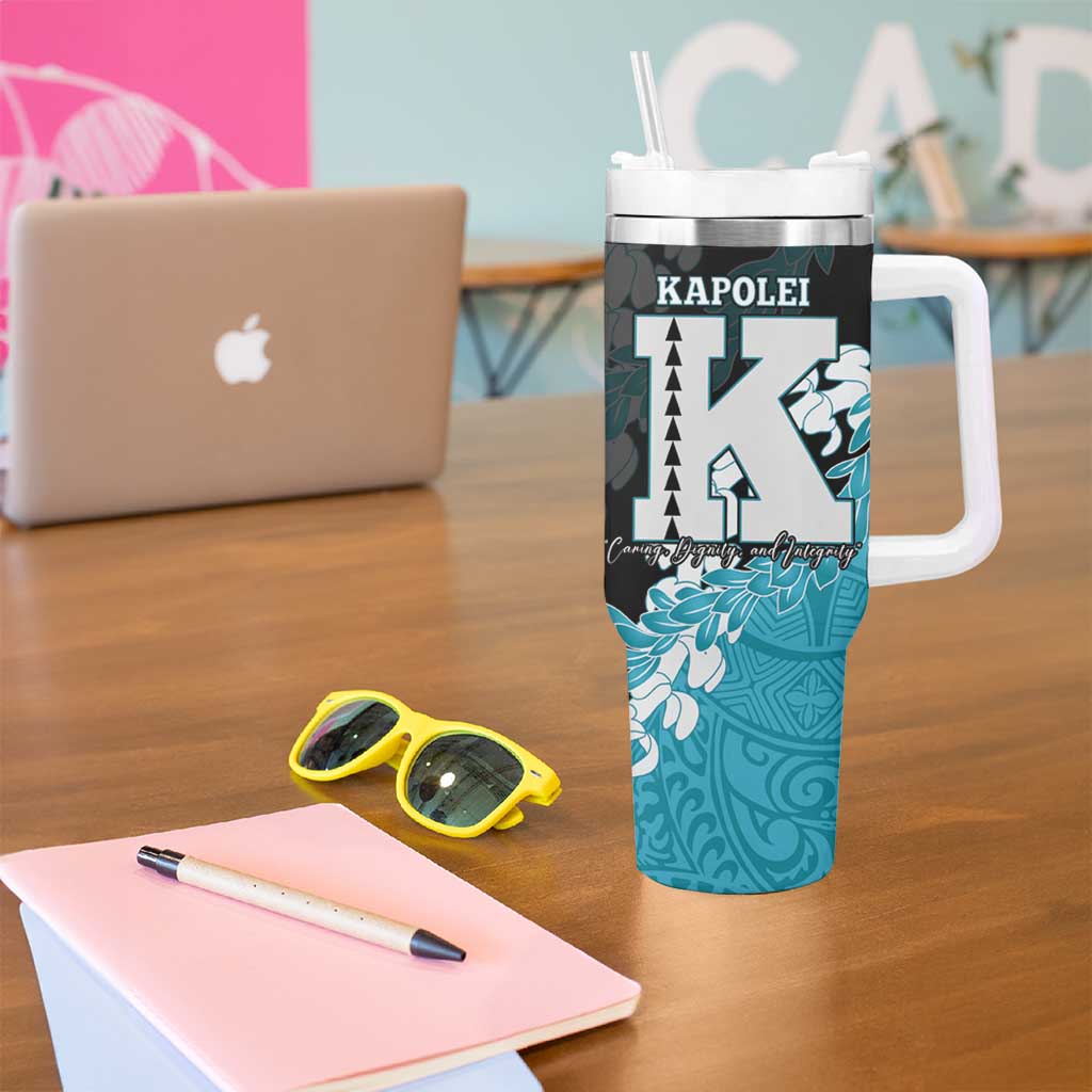 Personalized Kapolei Hawaii High School Tumbler With Handle Puakenikeni Lei Hawaiian Pattern - Polynesian Pride