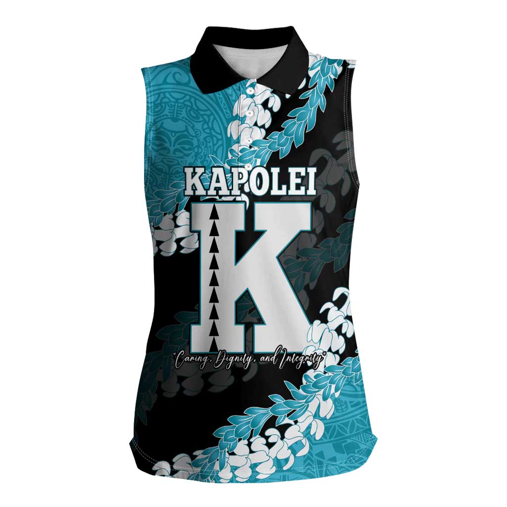 Personalized Kapolei Hawaii High School Women Sleeveless Polo Shirt Puakenikeni Lei Hawaiian Pattern - Polynesian Pride