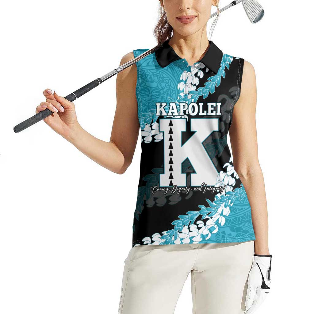 Personalized Kapolei Hawaii High School Women Sleeveless Polo Shirt Puakenikeni Lei Hawaiian Pattern - Polynesian Pride