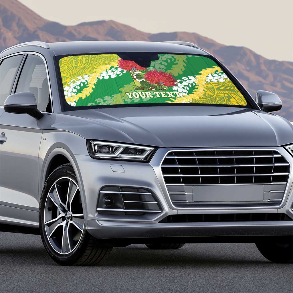 Personalized Leilehua Hawaii High School Auto Sun Shade Puakenikeni Lei Hawaiian Pattern - Polynesian Pride