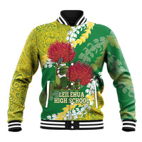 Personalized Leilehua Hawaii High School Baseball Jacket Puakenikeni Lei Hawaiian Pattern - Polynesian Pride