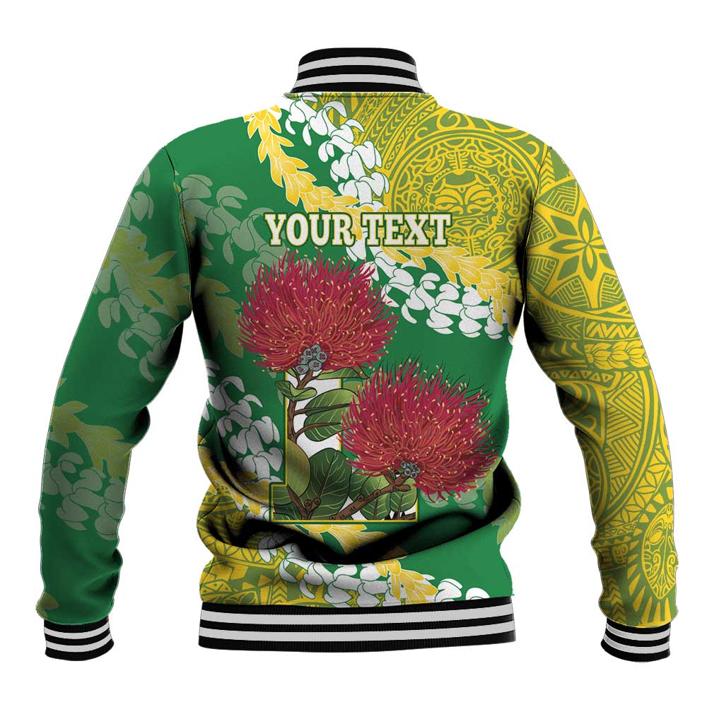 Personalized Leilehua Hawaii High School Baseball Jacket Puakenikeni Lei Hawaiian Pattern - Polynesian Pride