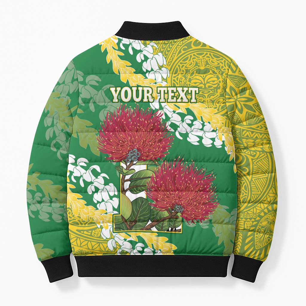 Personalized Leilehua Hawaii High School Bomber Puffer Jacket Puakenikeni Lei Hawaiian Pattern - Polynesian Pride