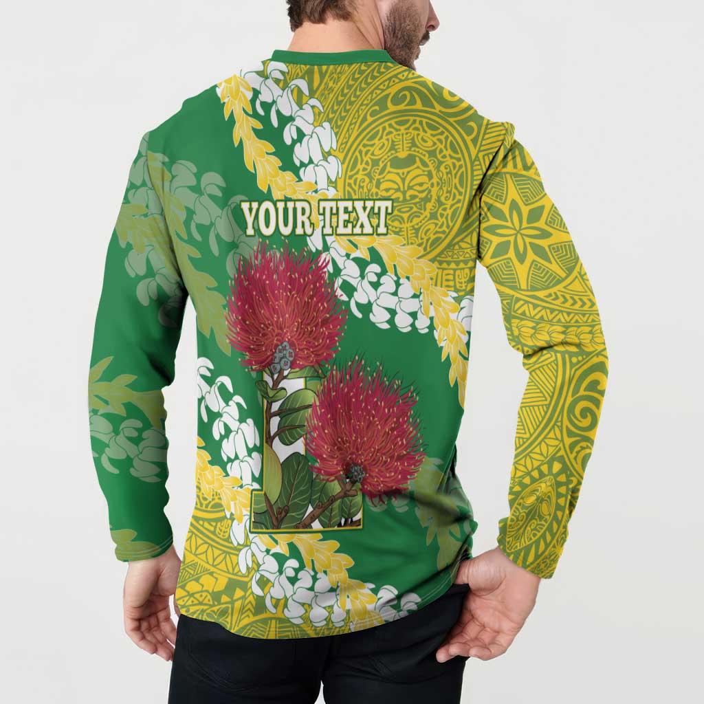 Personalized Leilehua Hawaii High School Button Sweatshirt Puakenikeni Lei Hawaiian Pattern - Polynesian Pride