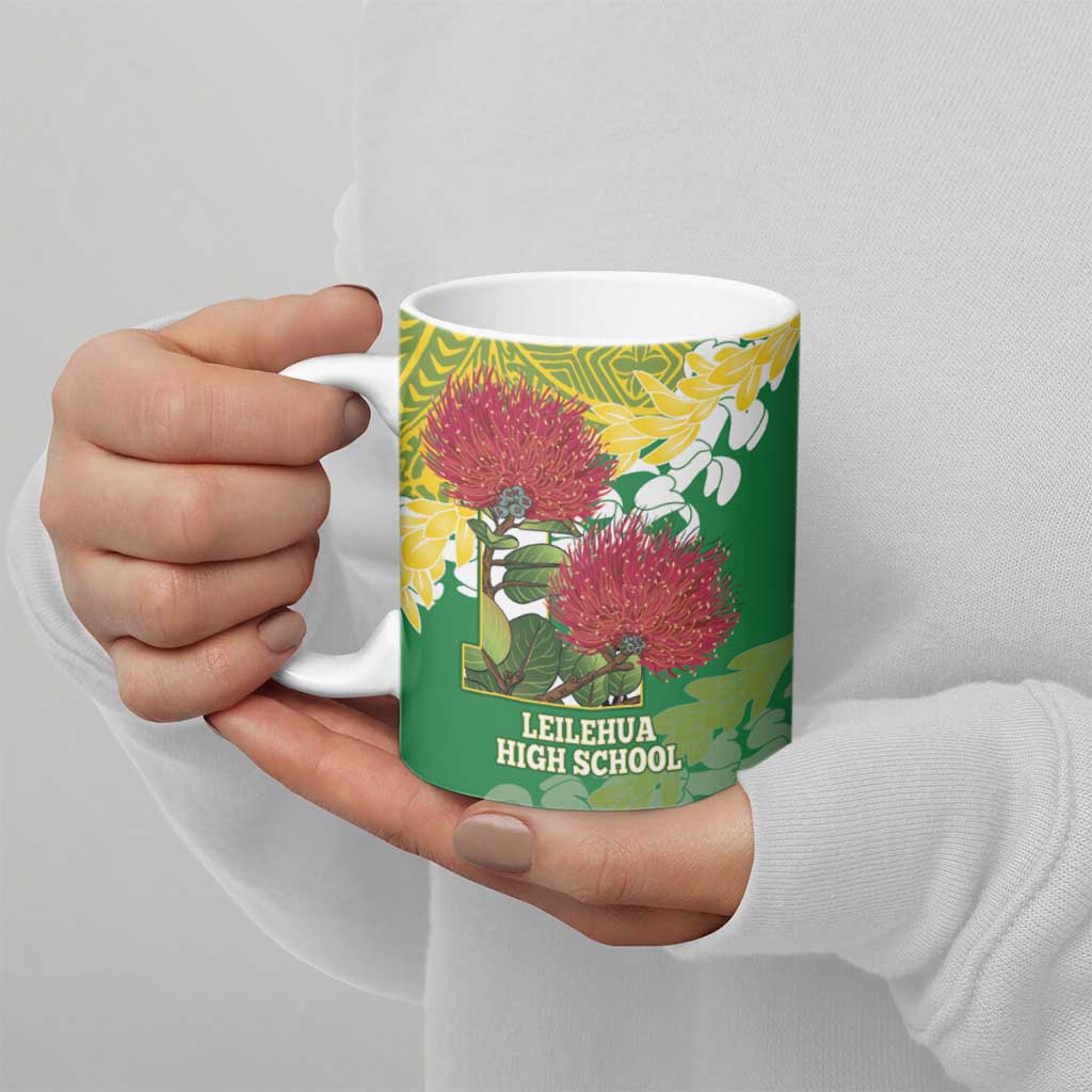 Personalized Leilehua Hawaii High School Ceramic Mug Puakenikeni Lei Hawaiian Pattern - Polynesian Pride