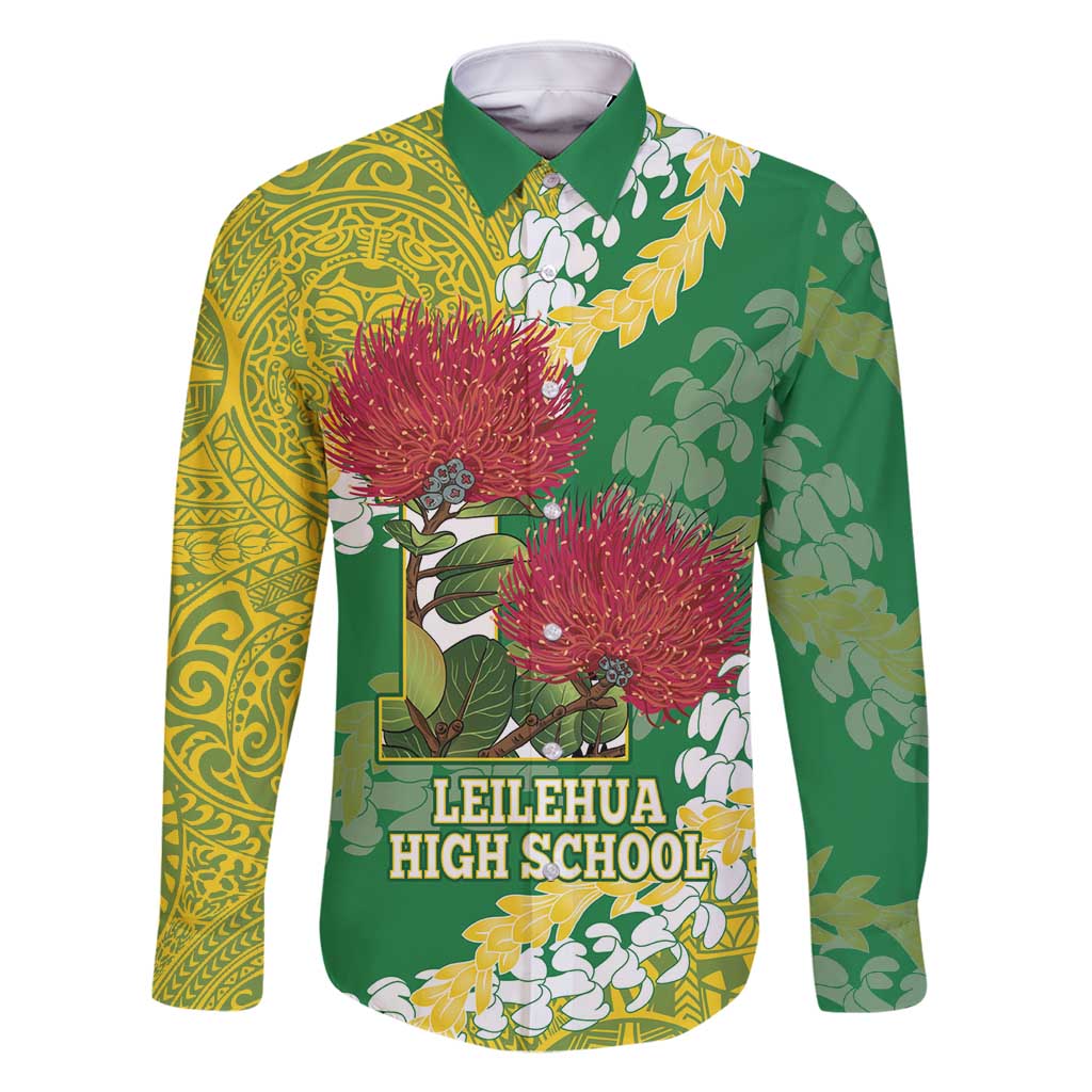 Personalized Leilehua Hawaii High School Family Matching Long Sleeve Bodycon Dress and Hawaiian Shirt Puakenikeni Lei Hawaiian Pattern - Polynesian Pride