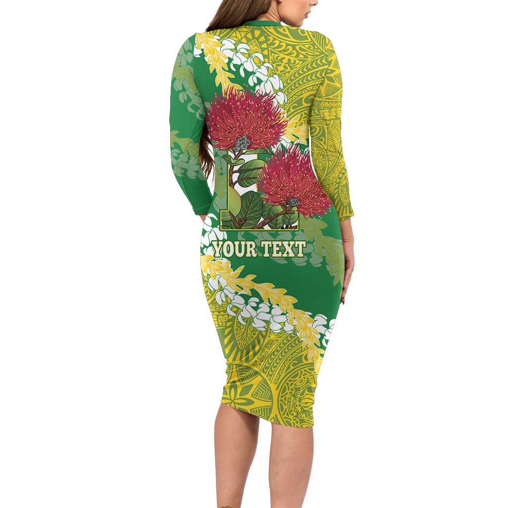 Personalized Leilehua Hawaii High School Family Matching Long Sleeve Bodycon Dress and Hawaiian Shirt Puakenikeni Lei Hawaiian Pattern - Polynesian Pride