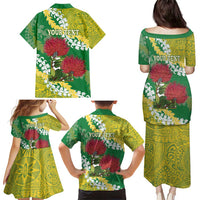 Personalized Leilehua Hawaii High School Family Matching Puletasi and Hawaiian Shirt Puakenikeni Lei Hawaiian Pattern - Polynesian Pride