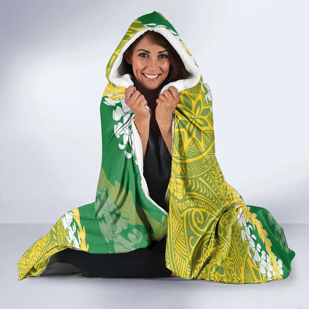 Personalized Leilehua Hawaii High School Hooded Blanket Puakenikeni Lei Hawaiian Pattern - Polynesian Pride