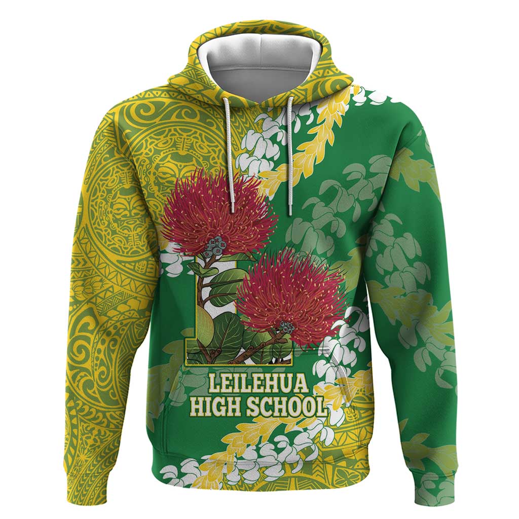 Personalized Leilehua Hawaii High School Hoodie Puakenikeni Lei Hawaiian Pattern - Polynesian Pride