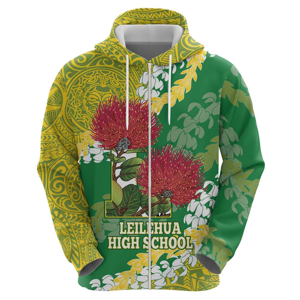 Personalized Leilehua Hawaii High School Hoodie Puakenikeni Lei Hawaiian Pattern - Polynesian Pride