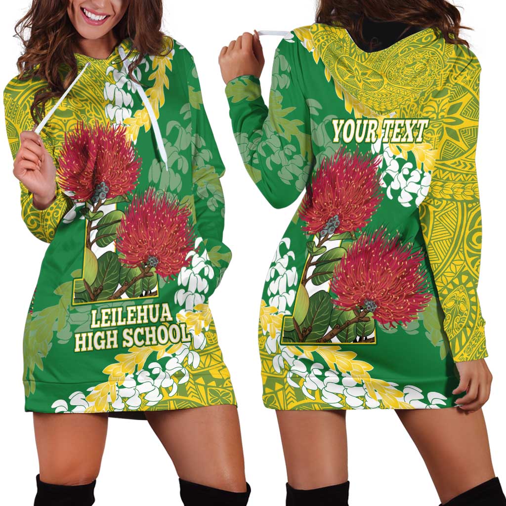 Personalized Leilehua Hawaii High School Hoodie Dress Puakenikeni Lei Hawaiian Pattern - Polynesian Pride