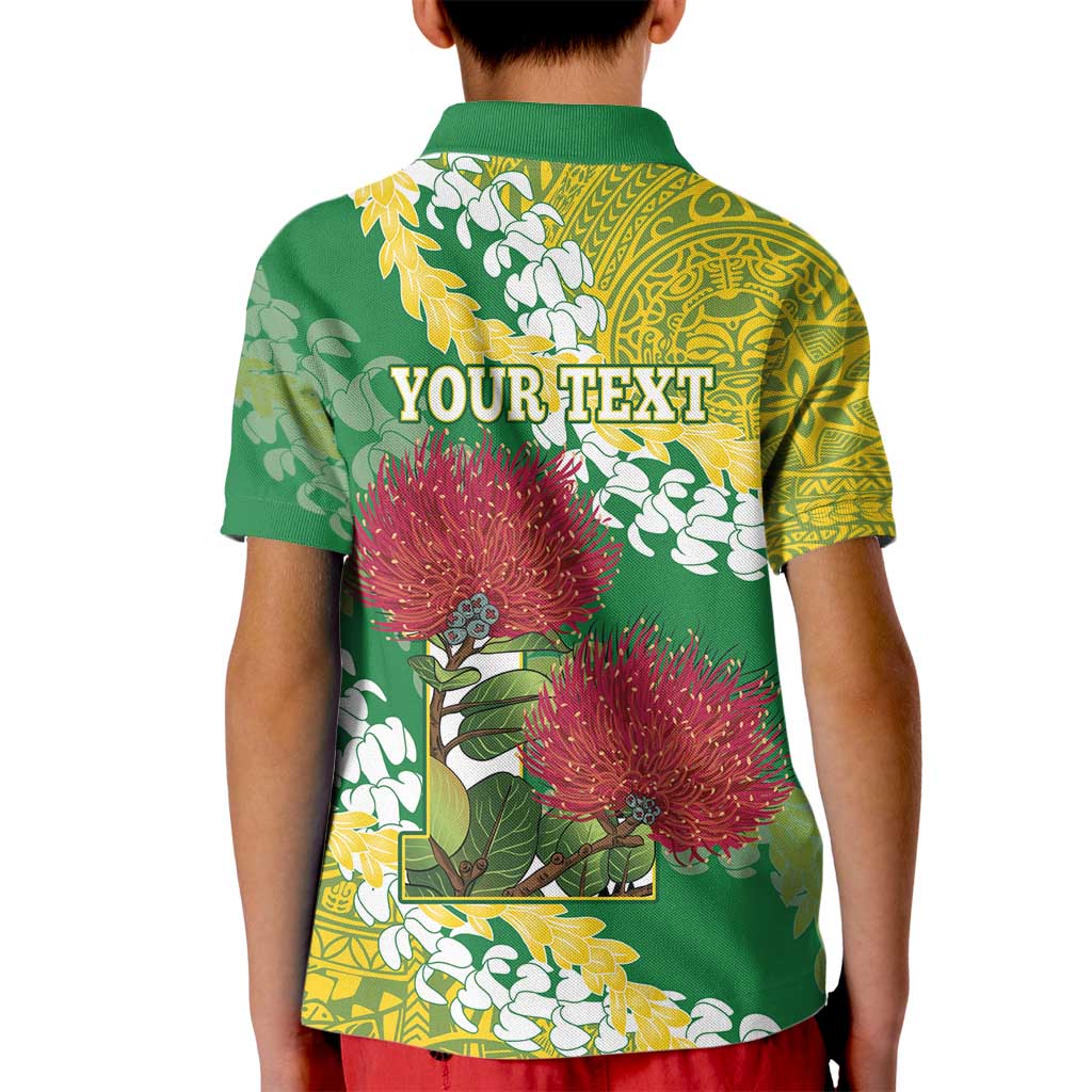 Personalized Leilehua Hawaii High School Kid Polo Shirt Puakenikeni Lei Hawaiian Pattern - Polynesian Pride