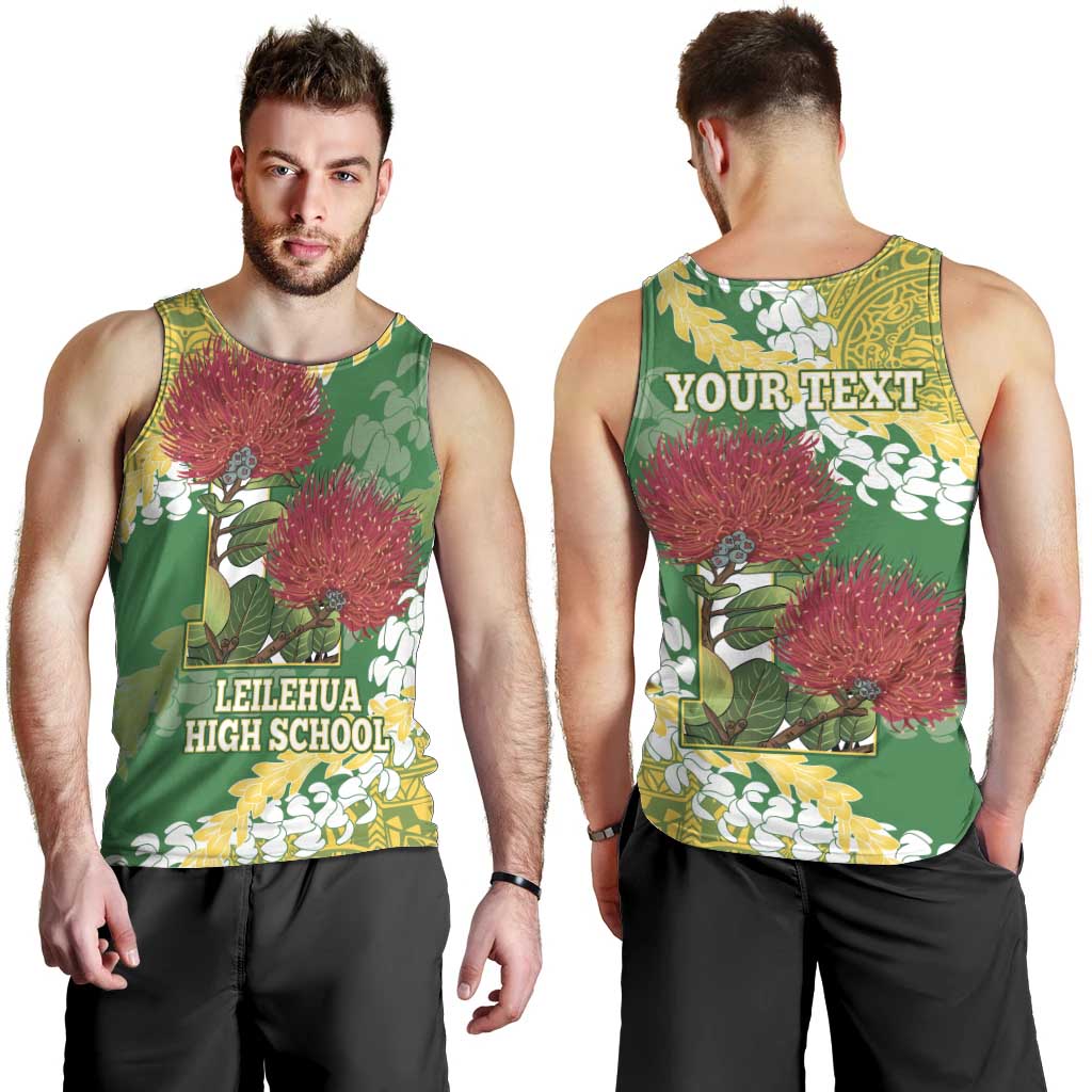 Personalized Leilehua Hawaii High School Men Tank Top Puakenikeni Lei Hawaiian Pattern - Polynesian Pride