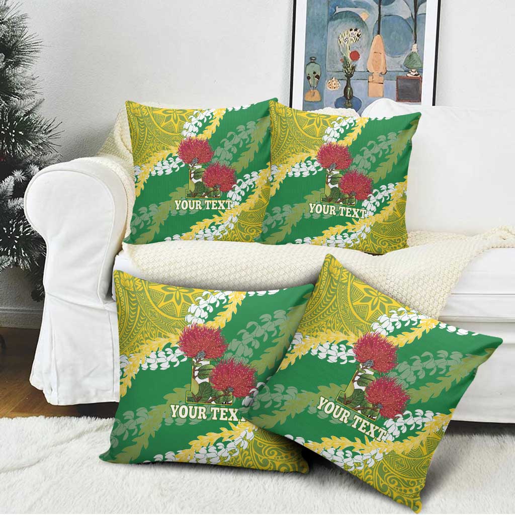 Personalized Leilehua Hawaii High School Pillow Cover Puakenikeni Lei Hawaiian Pattern - Polynesian Pride