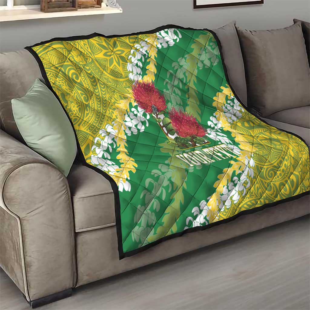Personalized Leilehua Hawaii High School Quilt Puakenikeni Lei Hawaiian Pattern - Polynesian Pride
