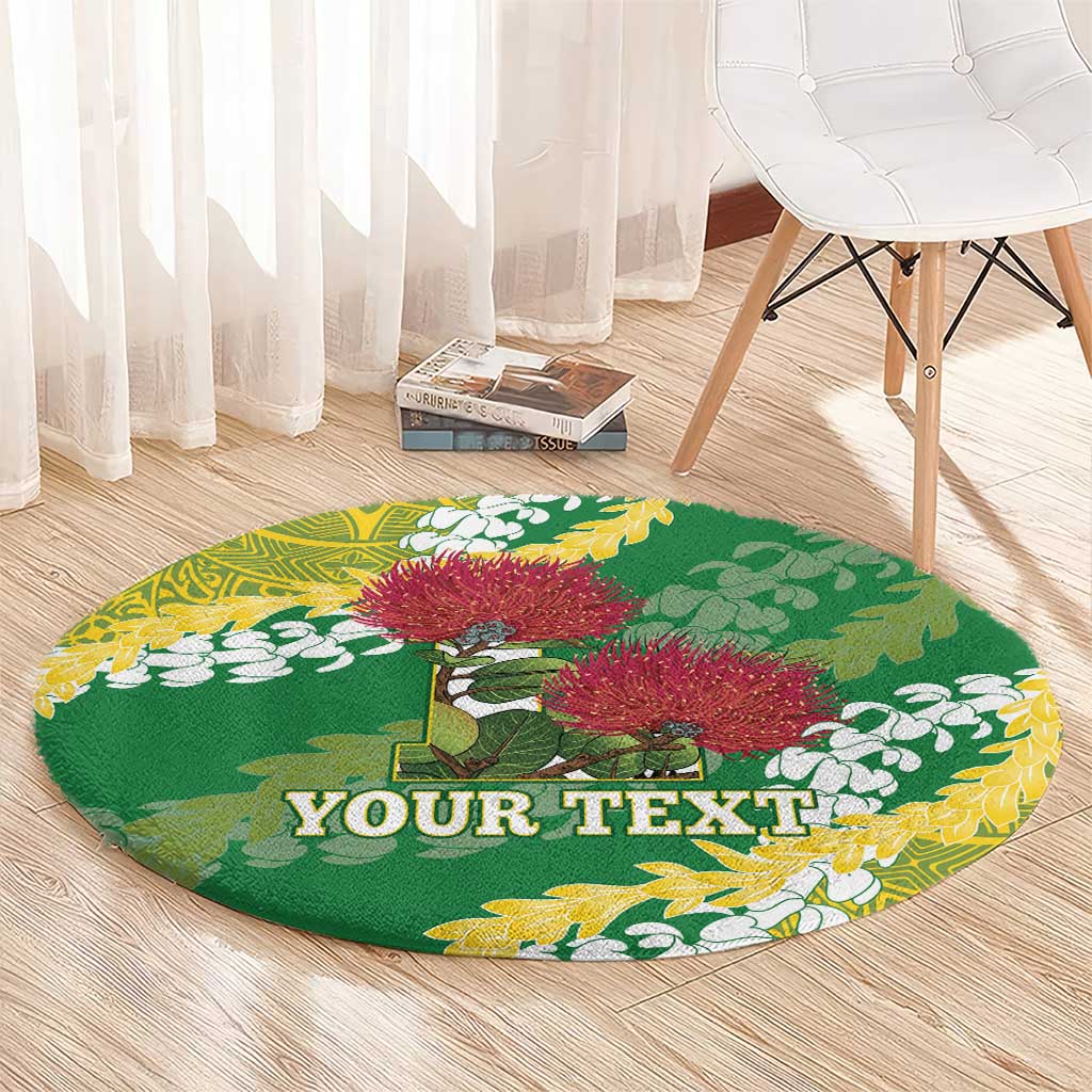 Personalized Leilehua Hawaii High School Round Carpet Puakenikeni Lei Hawaiian Pattern - Polynesian Pride