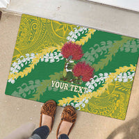 Personalized Leilehua Hawaii High School Rubber Doormat Puakenikeni Lei Hawaiian Pattern - Polynesian Pride