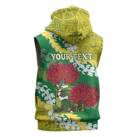 Personalized Leilehua Hawaii High School Sleeveless Hoodie Puakenikeni Lei Hawaiian Pattern - Polynesian Pride