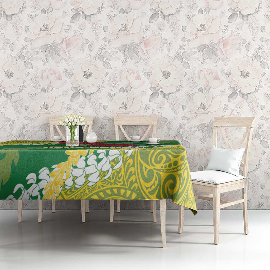 Personalized Leilehua Hawaii High School Tablecloth Puakenikeni Lei Hawaiian Pattern - Polynesian Pride