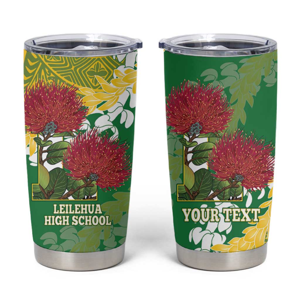 Personalized Leilehua Hawaii High School Tumbler Cup Puakenikeni Lei Hawaiian Pattern - Polynesian Pride