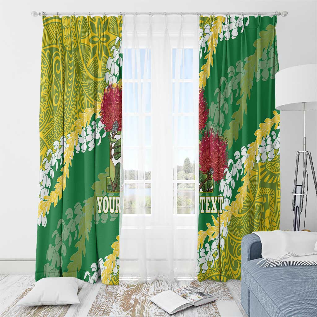 Personalized Leilehua Hawaii High School Window Curtain Puakenikeni Lei Hawaiian Pattern - Polynesian Pride