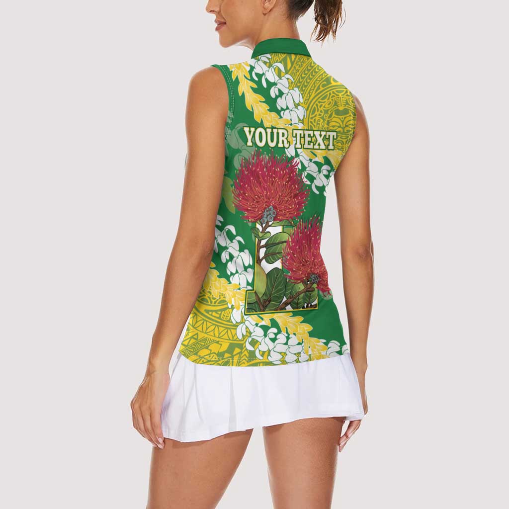 Personalized Leilehua Hawaii High School Women Sleeveless Polo Shirt Puakenikeni Lei Hawaiian Pattern - Polynesian Pride