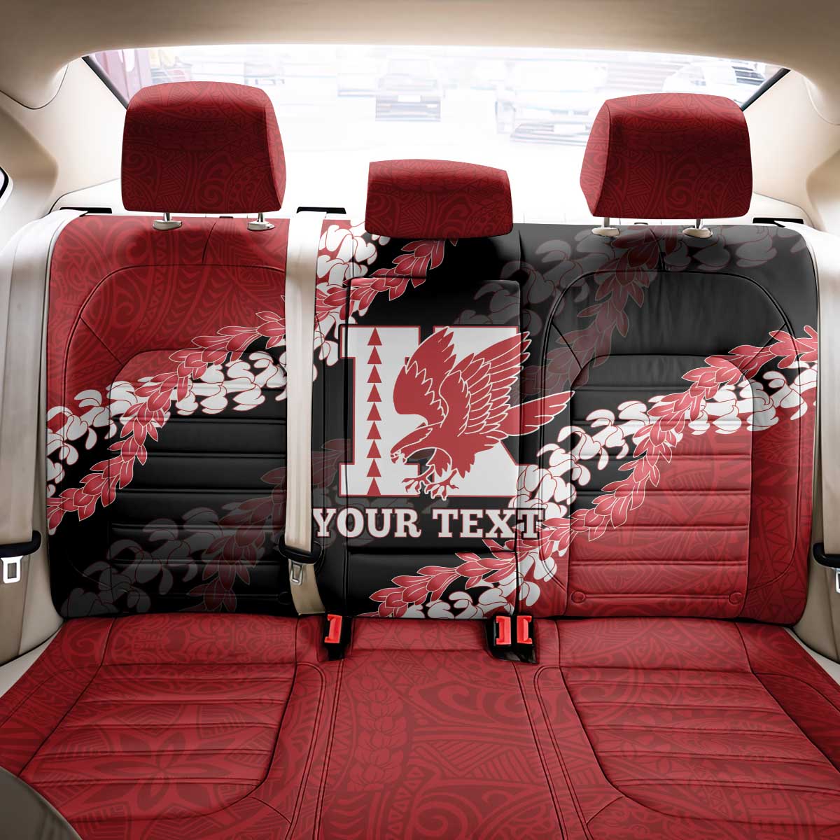Personalized Kalani Hawaii High School Back Car Seat Cover Puakenikeni Lei Hawaiian Pattern - Polynesian Pride