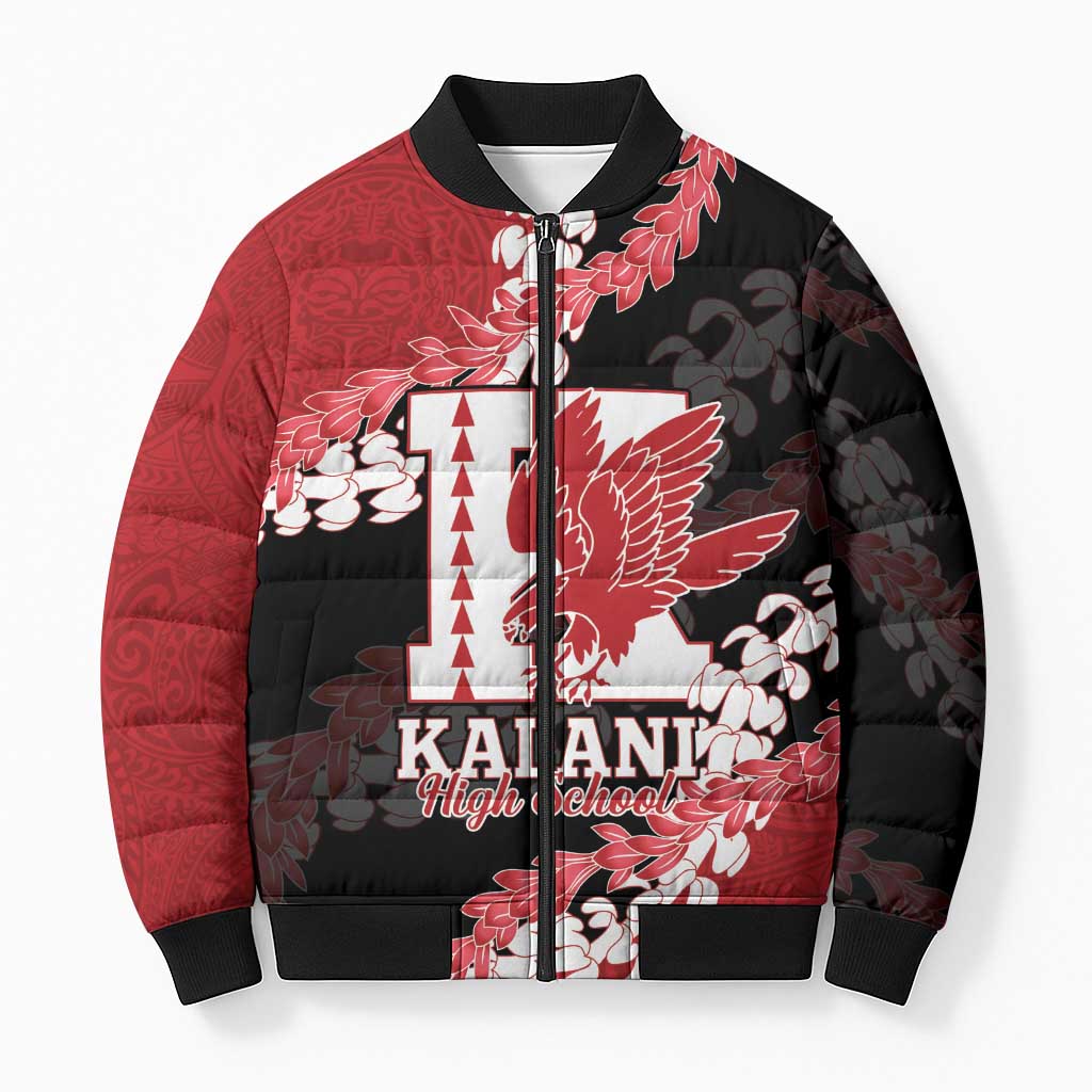 Personalized Kalani Hawaii High School Bomber Puffer Jacket Puakenikeni Lei Hawaiian Pattern - Polynesian Pride
