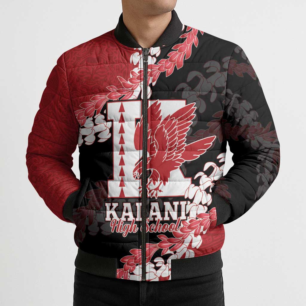 Personalized Kalani Hawaii High School Bomber Puffer Jacket Puakenikeni Lei Hawaiian Pattern - Polynesian Pride