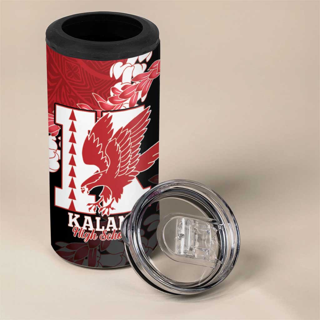Personalized Kalani Hawaii High School 4 in 1 Can Cooler Tumbler Puakenikeni Lei Hawaiian Pattern - Polynesian Pride
