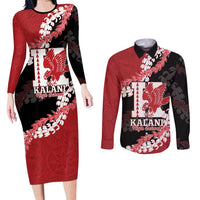 Personalized Kalani Hawaii High School Couples Matching Long Sleeve Bodycon Dress and Long Sleeve Button Shirt Puakenikeni Lei Hawaiian Pattern - Polynesian Pride