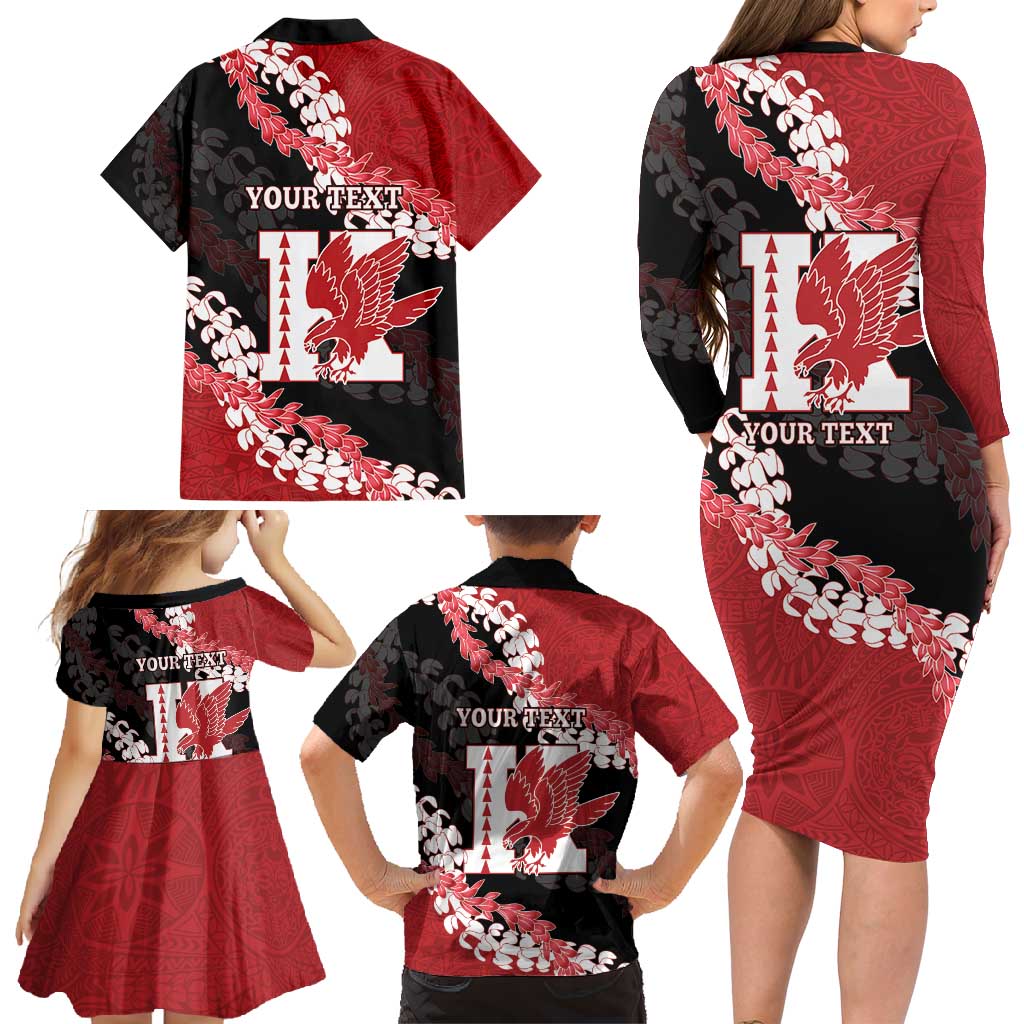 Personalized Kalani Hawaii High School Family Matching Long Sleeve Bodycon Dress and Hawaiian Shirt Puakenikeni Lei Hawaiian Pattern - Polynesian Pride