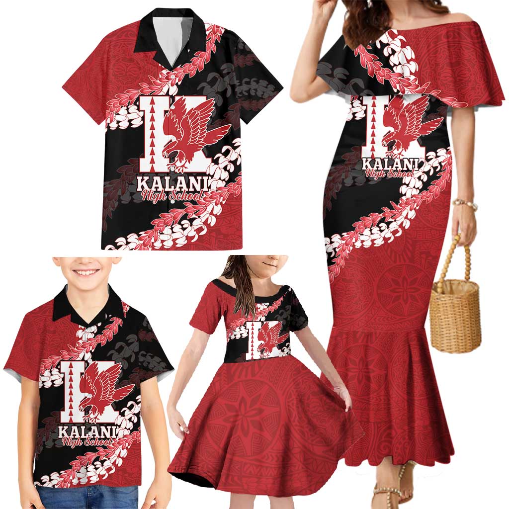 Personalized Kalani Hawaii High School Family Matching Mermaid Dress and Hawaiian Shirt Puakenikeni Lei Hawaiian Pattern - Polynesian Pride