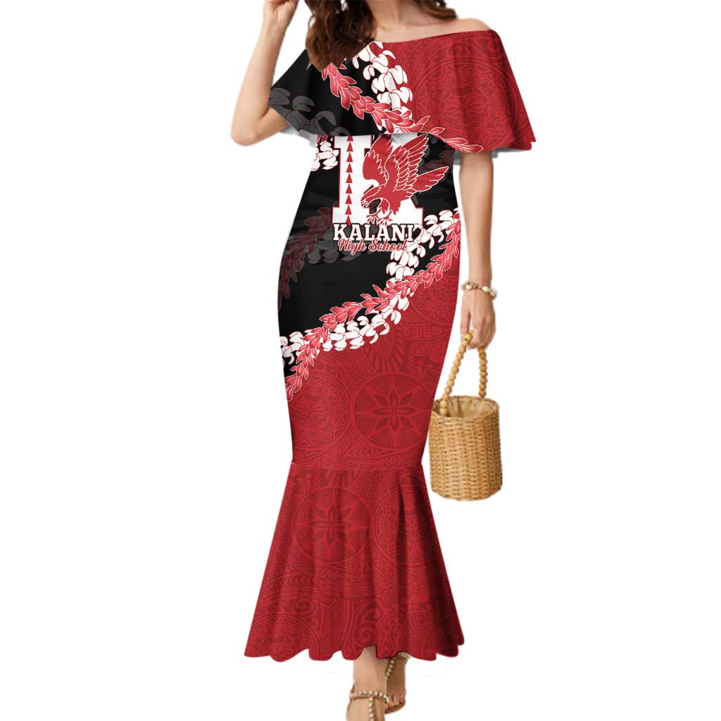 Personalized Kalani Hawaii High School Family Matching Mermaid Dress and Hawaiian Shirt Puakenikeni Lei Hawaiian Pattern - Polynesian Pride