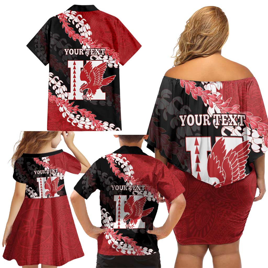 Personalized Kalani Hawaii High School Family Matching Off Shoulder Short Dress and Hawaiian Shirt Puakenikeni Lei Hawaiian Pattern - Polynesian Pride