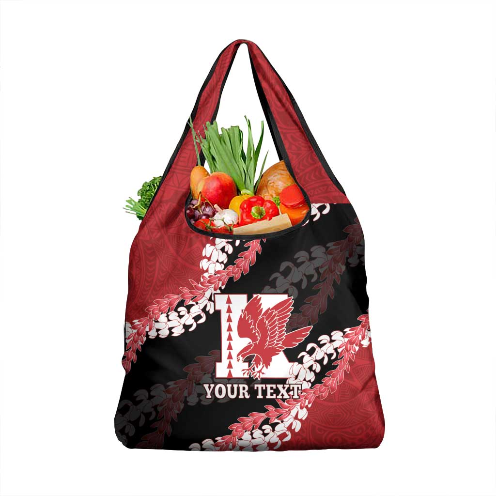 Personalized Kalani Hawaii High School Grocery Bag Puakenikeni Lei Hawaiian Pattern - Polynesian Pride