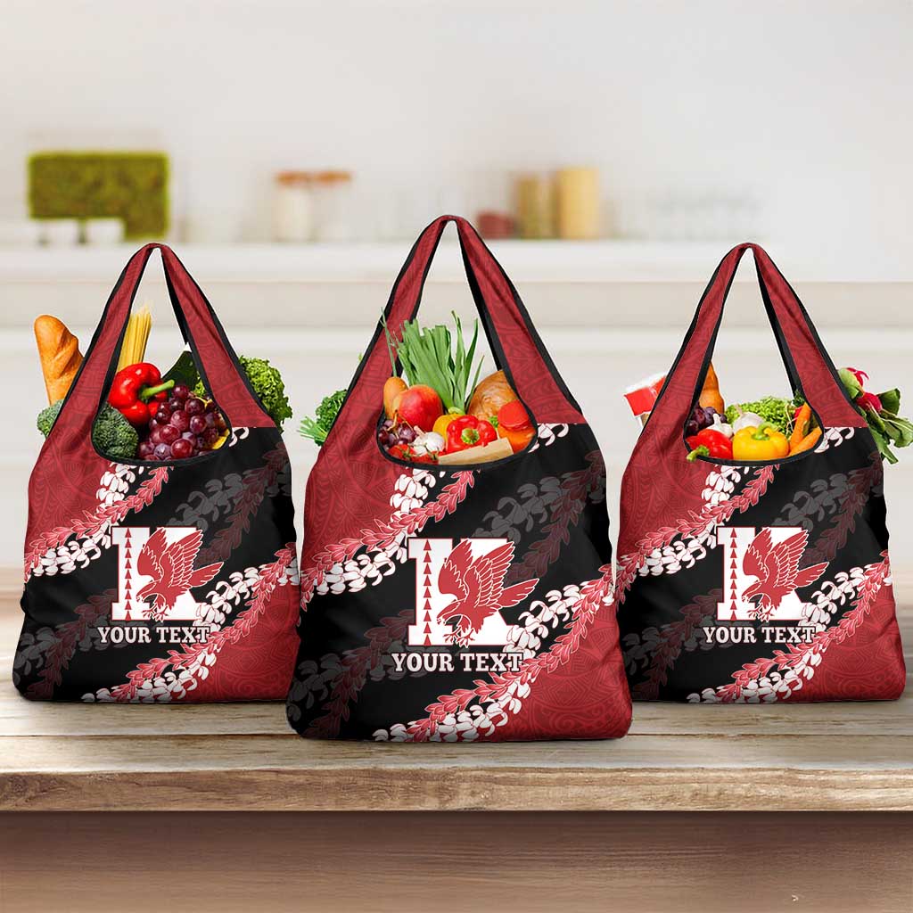 Personalized Kalani Hawaii High School Grocery Bag Puakenikeni Lei Hawaiian Pattern - Polynesian Pride