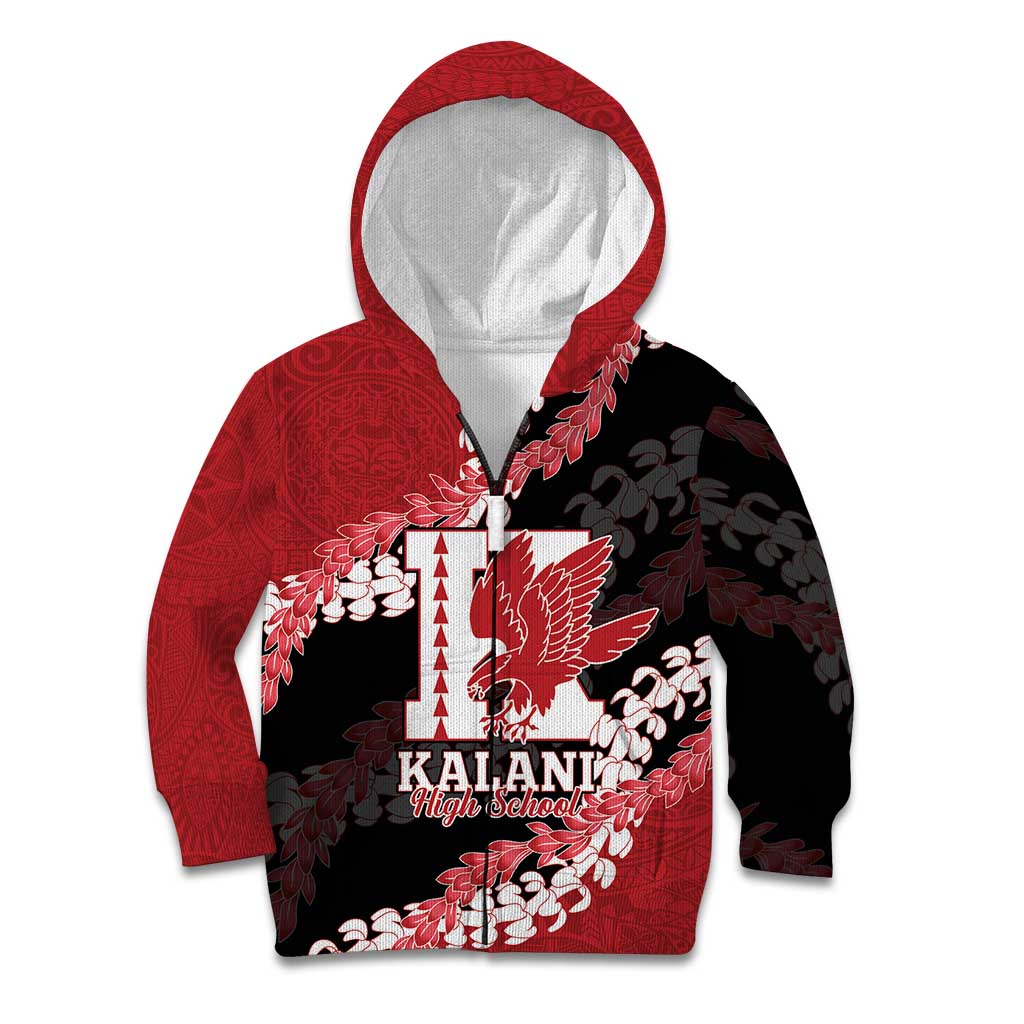 Personalized Kalani Hawaii High School Kid Hoodie Puakenikeni Lei Hawaiian Pattern - Polynesian Pride