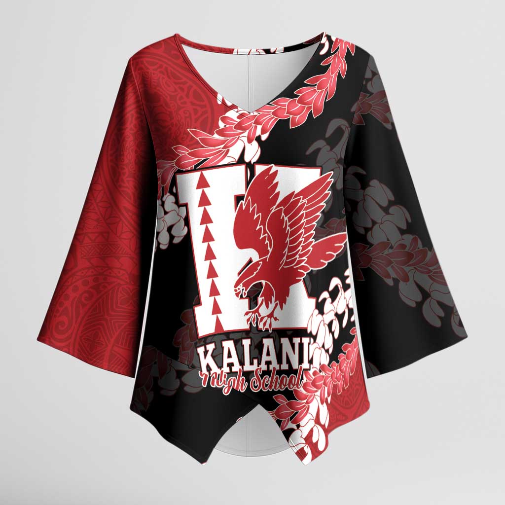 Personalized Kalani Hawaii High School Kimono Sleeve Blouse Puakenikeni Lei Hawaiian Pattern - Polynesian Pride