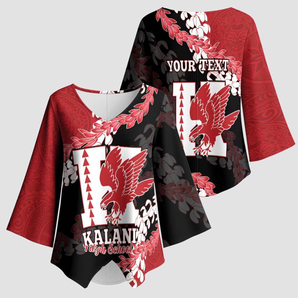 Personalized Kalani Hawaii High School Kimono Sleeve Blouse Puakenikeni Lei Hawaiian Pattern - Polynesian Pride