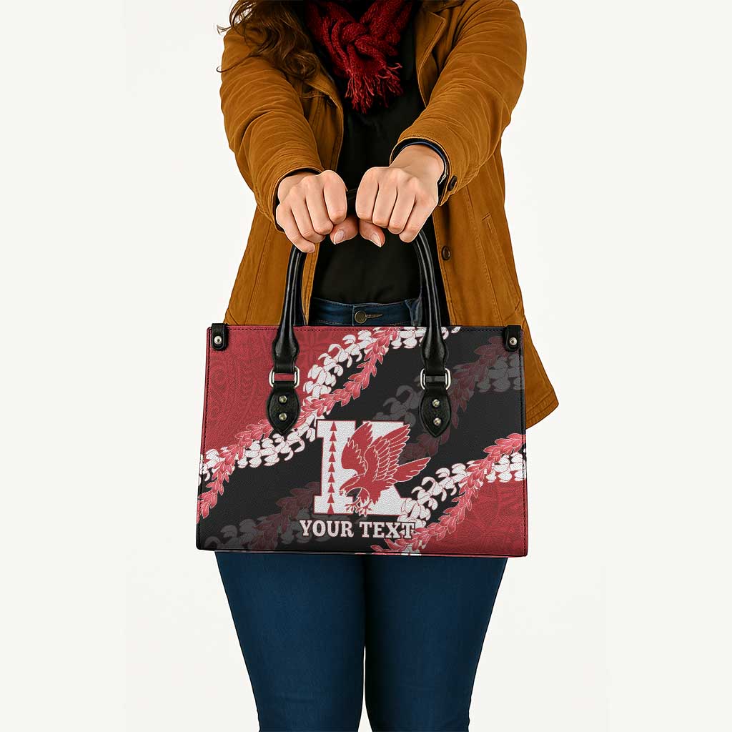 Personalized Kalani Hawaii High School Leather Bag Puakenikeni Lei Hawaiian Pattern - Polynesian Pride