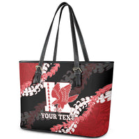 Personalized Kalani Hawaii High School Leather Tote Bag Puakenikeni Lei Hawaiian Pattern - Polynesian Pride