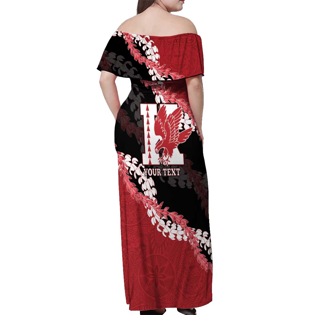 Personalized Kalani Hawaii High School Off Shoulder Maxi Dress Puakenikeni Lei Hawaiian Pattern - Polynesian Pride