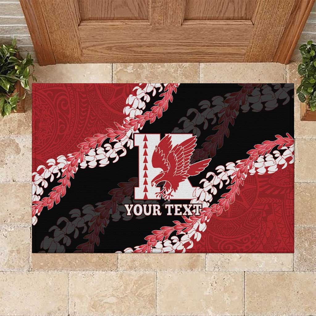Personalized Kalani Hawaii High School Rubber Doormat Puakenikeni Lei Hawaiian Pattern - Polynesian Pride