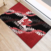 Personalized Kalani Hawaii High School Rubber Doormat Puakenikeni Lei Hawaiian Pattern - Polynesian Pride