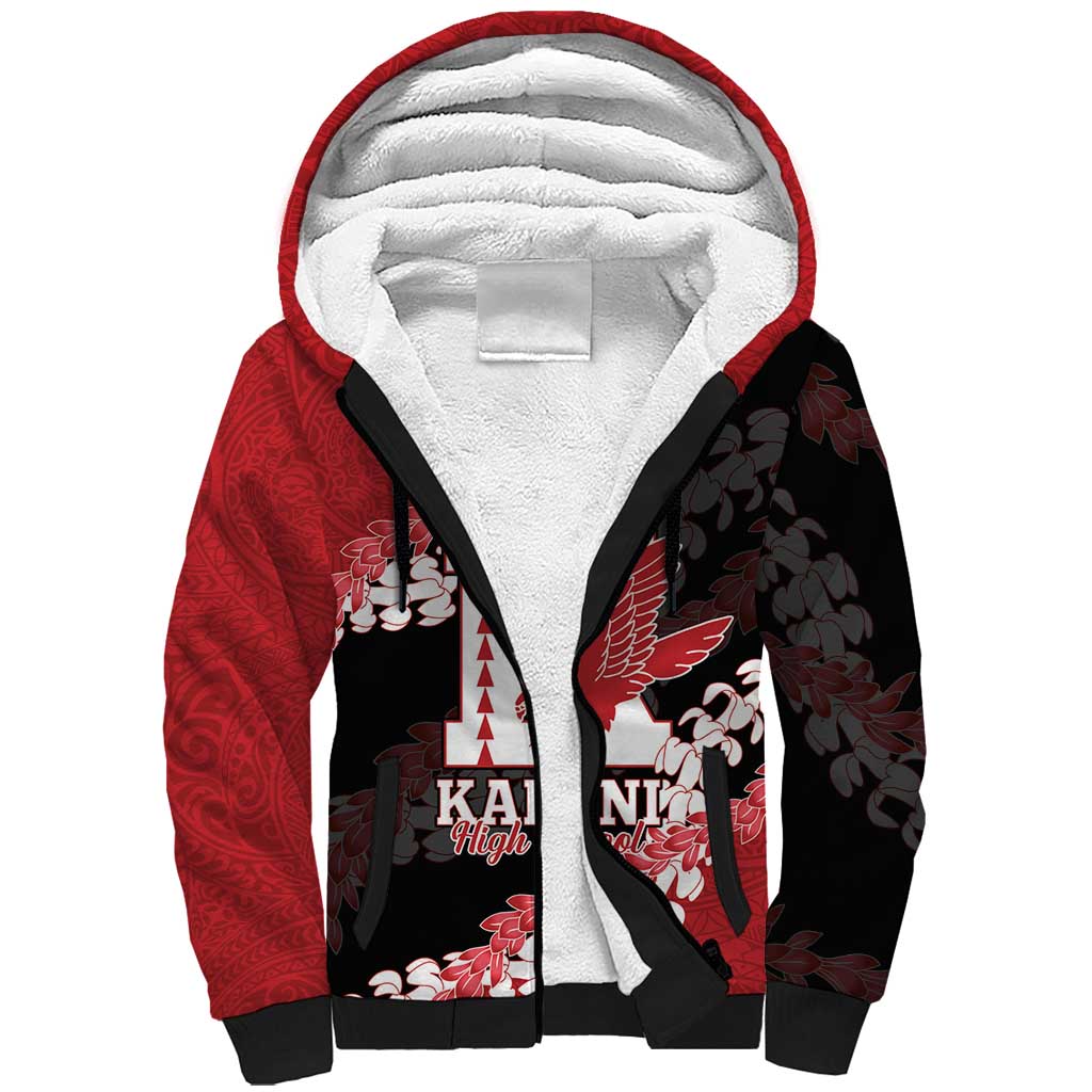 Personalized Kalani Hawaii High School Sherpa Hoodie Puakenikeni Lei Hawaiian Pattern - Polynesian Pride