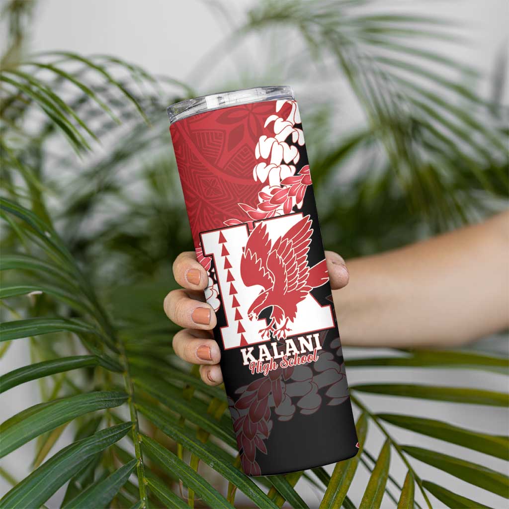 Personalized Kalani Hawaii High School Skinny Tumbler Puakenikeni Lei Hawaiian Pattern - Polynesian Pride